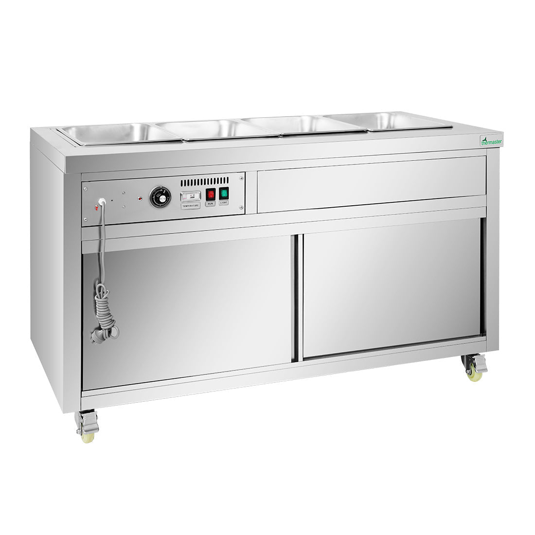 Thermaster Premium Wet and Dry Bain Marie Food Display 4x1/1 GN Pans PG150FE - XB - Whisk Hospitality - PG150FE-XB