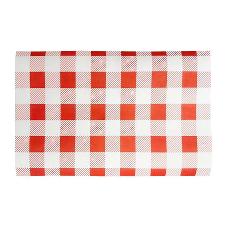 Fiesta Compostable Red Gingham Greaseproof Sheets - 310x190mm (Pack 200) HY781 - Whisk Hospitality - HY781
