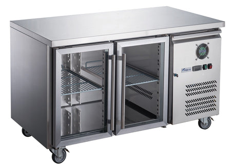 FED - X Two Glass Door Bench Fridge Stainless Steel - XUB7C13G2V - Whisk Hospitality - XUB7C13G2V