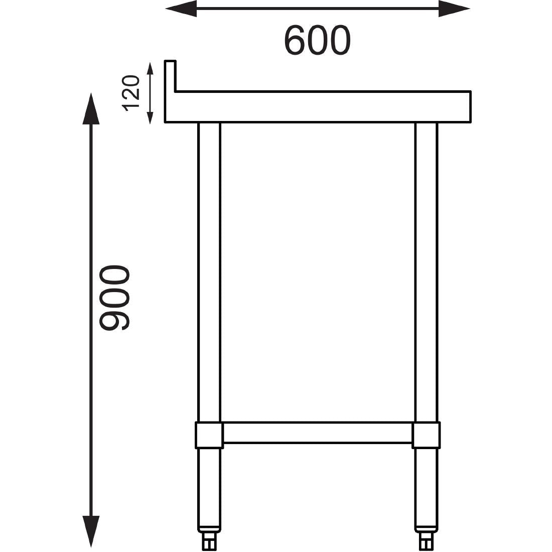 Vogue Table St/St - 600x600mm 23 1/2x23 1/2" (60mm Upstand) T379 - Whisk Hospitality - T379