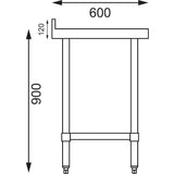 Vogue Table St/St - 600x600mm 23 1/2x23 1/2" (60mm Upstand) T379 - Whisk Hospitality - T379