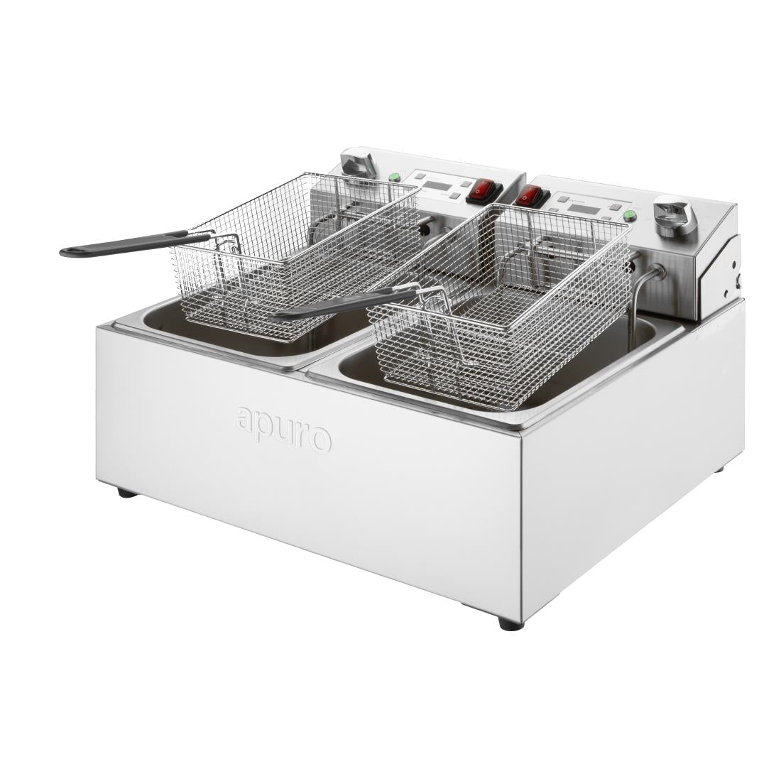 Apuro Double Electric Fryer with Timer - 5Ltr - 2x2.8kW CU624 - A - Whisk Hospitality - CU624-A