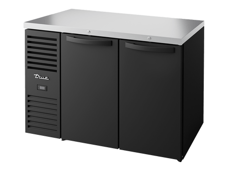 True Refrigeration Bar Refrigerator Black Ext 2 Solid Swing Doors - TBR48 - RISZ1 - L - B - SS - 2 - Whisk Hospitality - TBR48-RISZ1-L-B-SS-2