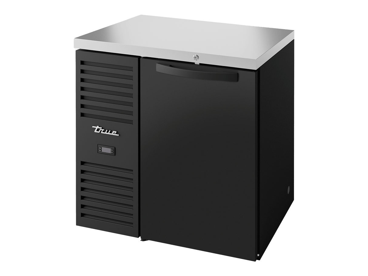 True Refrigeration Bar Refrigerator Black Ext 1 Solid Swing Door - TBR32 - RISZ1 - L - B - S - 2 - Whisk Hospitality - TBR32-RISZ1-L-B-S-2