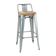 Bolero Bistro High Stool with Backrest Galvanised Steel & Wood Seat Pad (Pack 4) FB627 - Whisk Hospitality - FB627