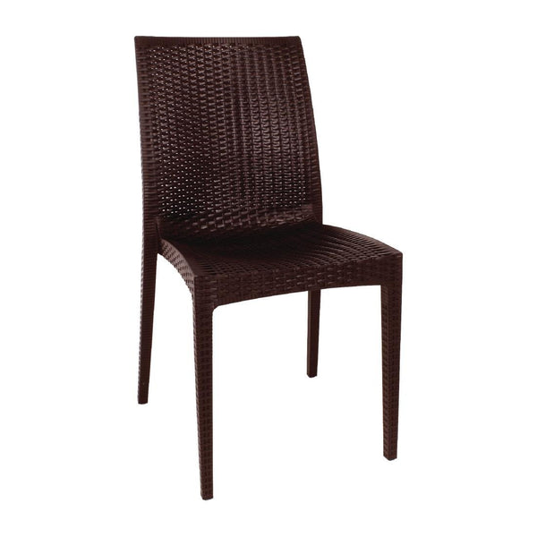 Bolero PP Rattan Bistro Side Chair Brown (Pack 4) GR361 - Whisk Hospitality - GR361