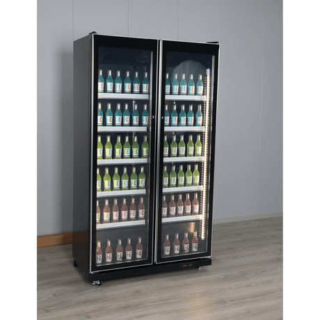 Exquisite Two Glass Doors Upright Display Fridge – Black - DC700 - Whisk Hospitality - DC700