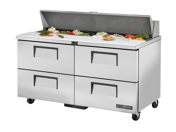 True Refrigeration Prep Table 16x 1/6 Top Pans 4 Drawers - TSSU - 60 - 16D - 4 - HC - Whisk Hospitality - TSSU-60-16D-4-HC