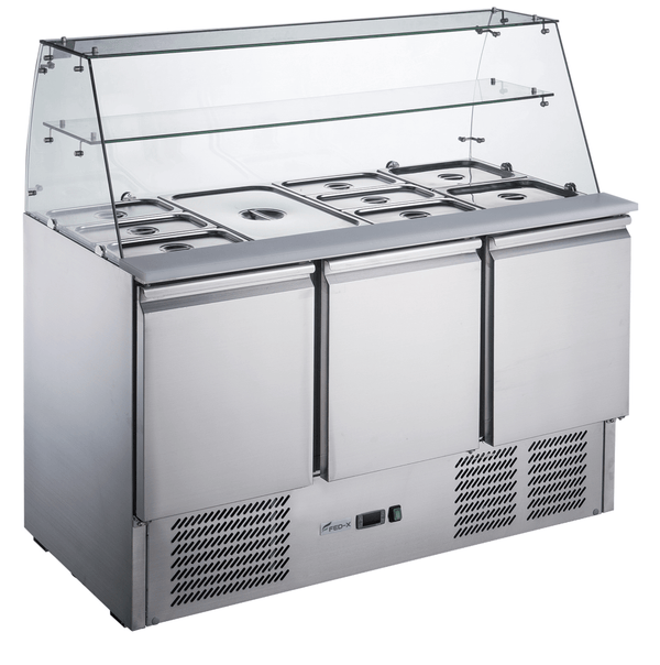 FED - X Three Door Salad Prep Fridge with Glass Top - XS903GC - Whisk Hospitality - XS903GC