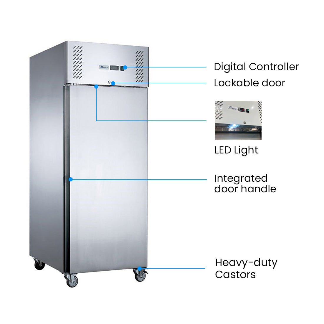 FED - X S/S Single Full Door Upright Fridge - XURC600SFV - Whisk Hospitality - XURC600SFV