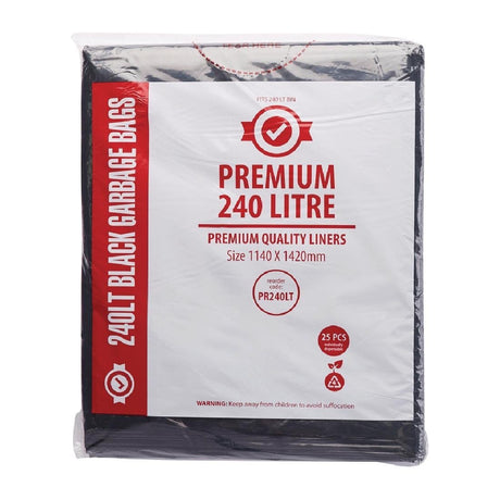 Jantex Premium Garbage Bag Black - 240Ltr (Box 25) FL882 - Whisk Hospitality - FL882