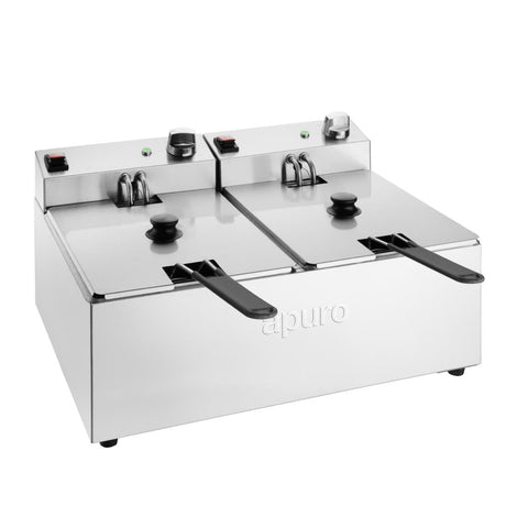 Apuro Double Fryer - 2x5Ltr - 2x2.8kW CU619 - A - Whisk Hospitality - CU619-A