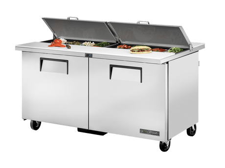 True Refrigeration Dual - Sided Prep Table 16x 1/6 Top Pans 2 Solid Swing Doors - TSSU - 60 - 16 - DS - ST - HC - Whisk Hospitality - TSSU-60-16-DS-ST-HC