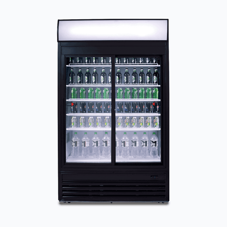 Bromic Upright Display Fridge - 945L - 2 Doors - Sliding - Flat Glass - Lightbox - Whisk Hospitality - GM0980LS-NR