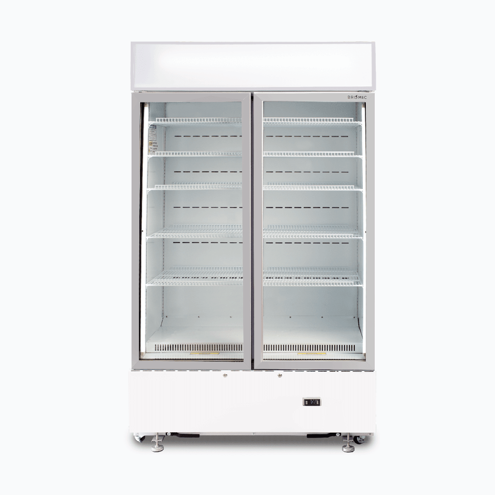 Bromic Upright Display Fridge - 960L - 2 Doors - Flat Glass - Cassette - White - Whisk Hospitality - GM1000LWCAS