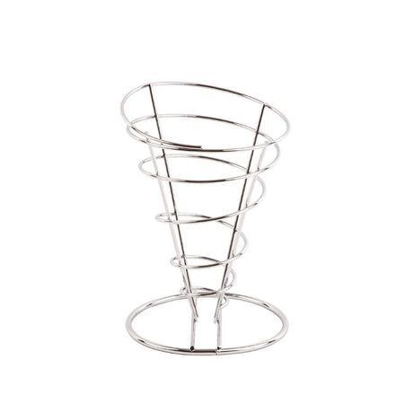 Olympia French Fry Holder Chrome Wire Cone - 175(h)x115(dia)mm H980 - Whisk Hospitality - H980