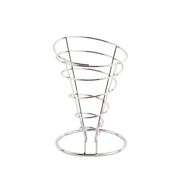 Olympia French Fry Holder Chrome Wire Cone - 175(h)x115(dia)mm H980 - Whisk Hospitality - H980