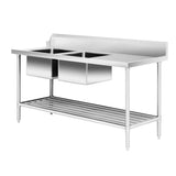 Left Inlet Double Sink Dishwasher Bench DSBD7 - 1800L/A - Whisk Hospitality - DSBD7-1800L/A