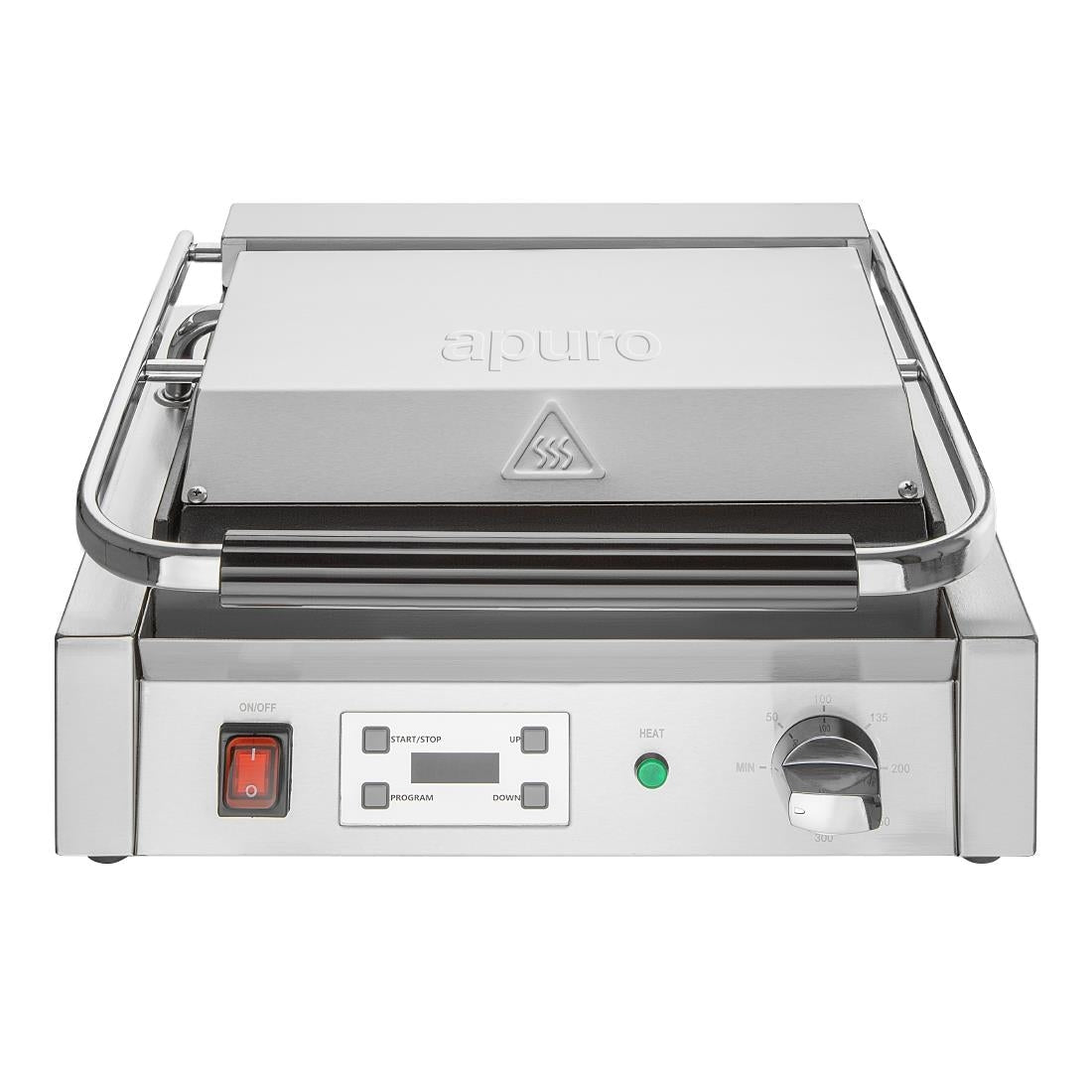 Apuro Extra Large Single Contact Grill Ribbed/Ribbed Plate CU608 - A - Whisk Hospitality - CU608-A