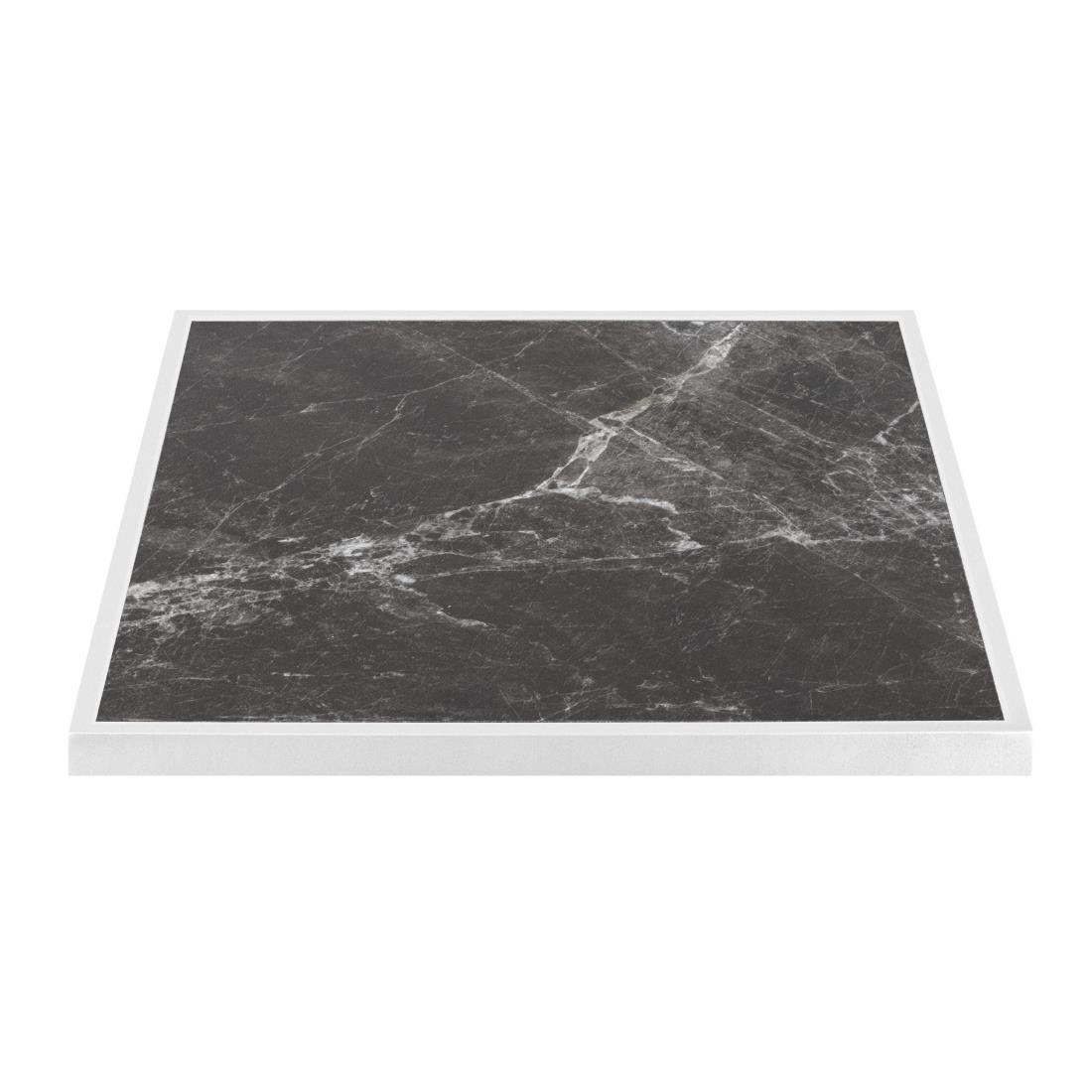 Bolero Dark Granite Effect Outdoor Fibre Glass Table Top White Trim - 700mm FU516 - Whisk Hospitality - FU516