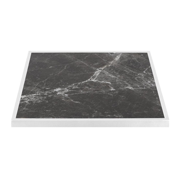 Bolero Dark Granite Effect Outdoor Fibre Glass Table Top White Trim - 700mm FU516 - Whisk Hospitality - FU516