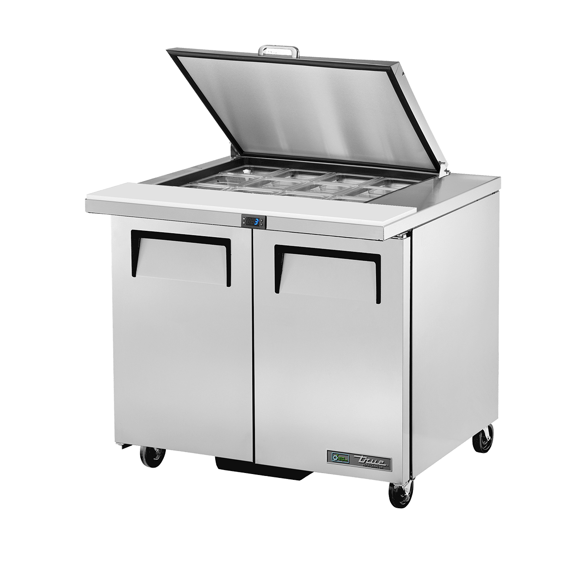 True Refrigeration Prep Table 12x 1/6 Top Pans 2 Solid Swing Doors ...