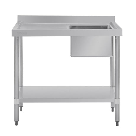 Vogue Single Bowl Sink L/H Drainer - 1000mm (90mm Drain) HC901 - Whisk Hospitality - HC901