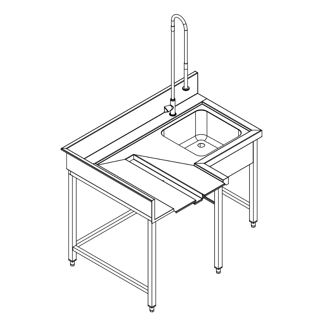 Fagor Pre - Rinsing Sink Bench w/ Introductor of Baskets MCFD - 1000D - Whisk Hospitality - MCFD-1000D