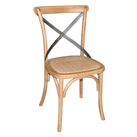 Bolero Wooden Dining Chair with Metal Cross Backrest (Box 2) Natural Finish GG656 - Whisk Hospitality - GG656