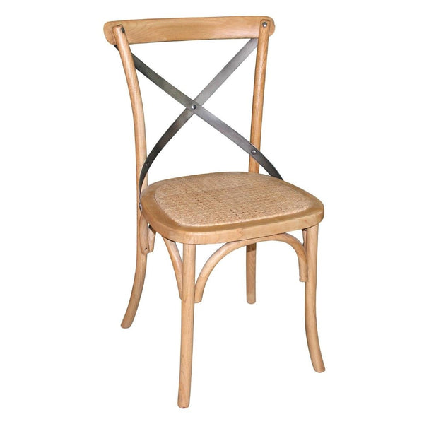 Bolero Wooden Dining Chair with Metal Cross Backrest (Box 2) Natural Finish GG656 - Whisk Hospitality - GG656