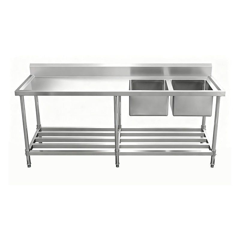Work Bench - Double Sink with Pipe Undershelf - Right Sink / 600 / ASD-2160R - Whisk Hospitality - 622333
