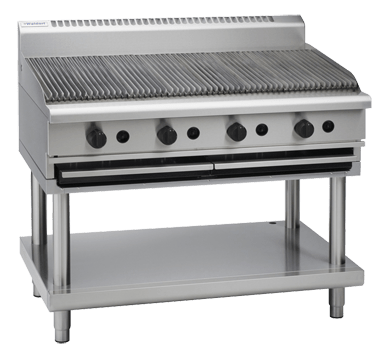 Waldorf 800 Series Chl8120G Ls 1200Mm Gas Chargrill Low Back Version Leg Stand - Whisk Hospitality - CHL8120G-LS