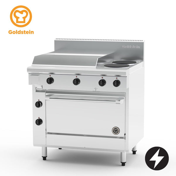 PE24G2S28-X | Electric Oven Range, 2 Solid Plates & 605mm Griddle, 28" Static Oven - Whisk Hospitality - PE24G2S28-X