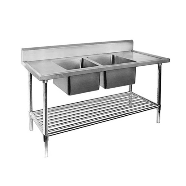 Double Centre Sink Bench with Pot Undershelf DSB6 - 1800C/A - Whisk Hospitality - DSB6-1800C/A