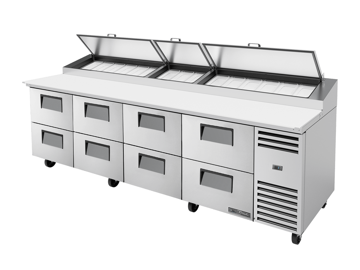 True Refrigeration Pizza Prep Table 15x 1/3 Top Pans 8 Drawers - TPP - AT - 119D - 8 - HC - Whisk Hospitality - TPP-AT-119D-8-HC