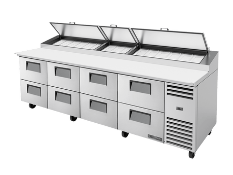 True Refrigeration Pizza Prep Table 15x 1/3 Top Pans 8 Drawers - TPP - AT - 119D - 8 - HC - Whisk Hospitality - TPP-AT-119D-8-HC