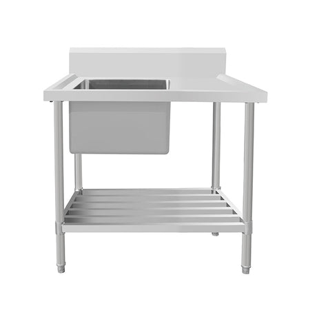 Work Bench - Single Sink with Pipe Undershelf - Left Sink / 700 / ASS-1270L - Whisk Hospitality - 622297