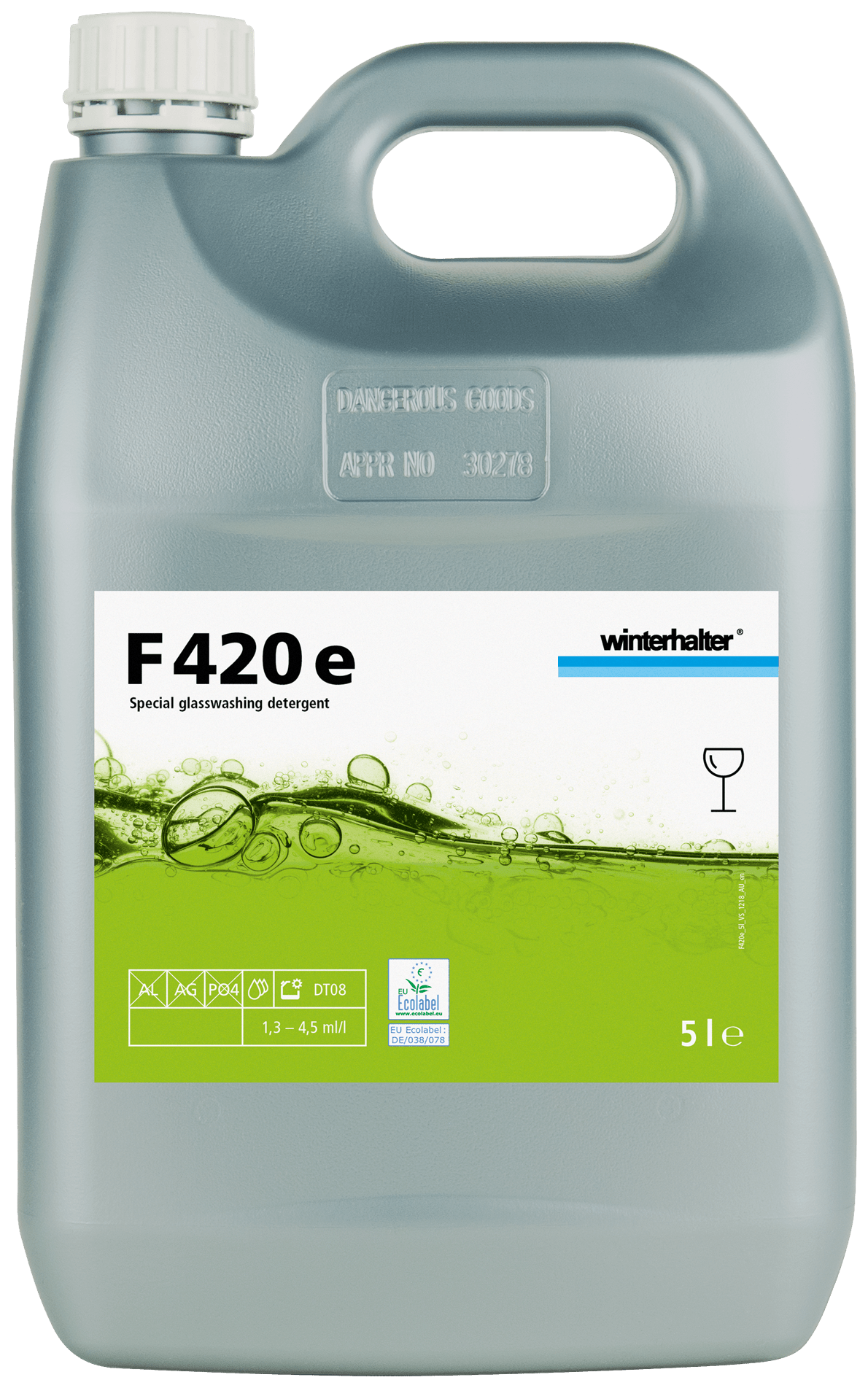 Winterhalter F420 Universal Liquid Glass Washing Detergent 2x5 Litre - Whisk Hospitality - 20006966