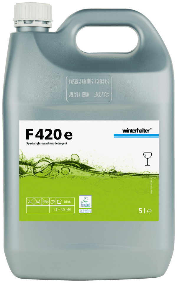 Winterhalter F420 Universal Liquid Glass Washing Detergent 2x5 Litre - Whisk Hospitality - 20006966