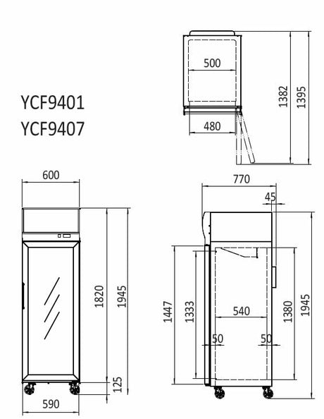 Atosa TOP MOUNTED SINGLE DOOR GLASS FRIDGE YCF9401 - Whisk Hospitality - YCF9401