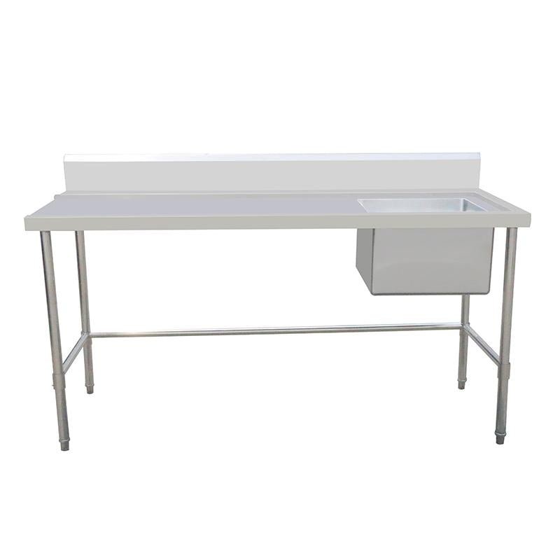 Inlet Bench - Single Sink with Splashback & Leg Brace - Inlet on Left - Sink on Right / 700 / ASSD-1570LR - Whisk Hospitality - 424526