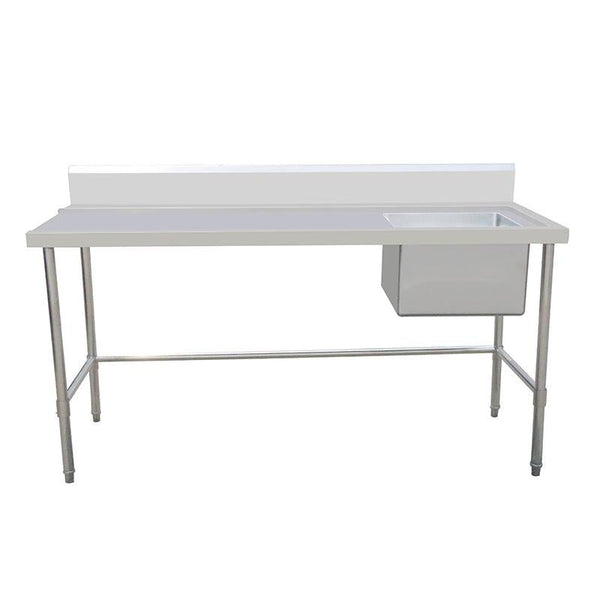 Inlet Bench - Single Sink with Splashback & Leg Brace - Inlet on Left - Sink on Right / 700 / ASSD-1570LR - Whisk Hospitality - 424526