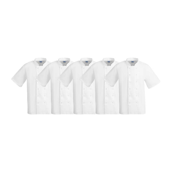 Whites Boston Short Sleeved White Jacket - Size M - B250 - S (Pack 5) SA822 - Whisk Hospitality - SA822