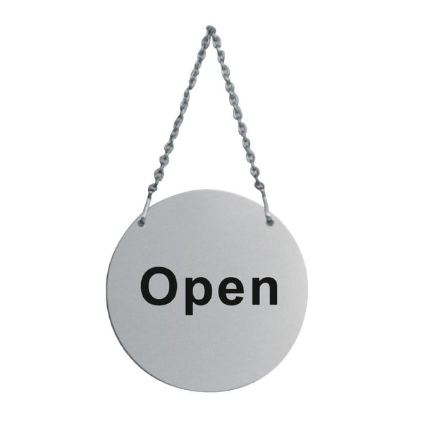 Vogue Open/Closed Door Sign with Hanging Chain St/St U065 - Whisk Hospitality - U065