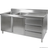 DSC - 2400L - H KITCHEN TIDY CABINET WITH DOUBLE LEFT SINKS - Whisk Hospitality - DSC-2400L-H-new