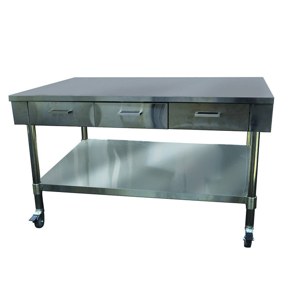 Work Bench with 3 Drawers and Under Shelf - SWBD8 - 3 - Whisk Hospitality - SWBD8-3