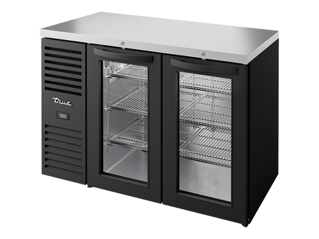 True Refrigeration Bar Refrigerator Black Ext 2 Glass Swing Doors - TBR48 - RISZ1 - L - B - GG - 2 - Whisk Hospitality - TBR48-RISZ1-L-B-GG-2