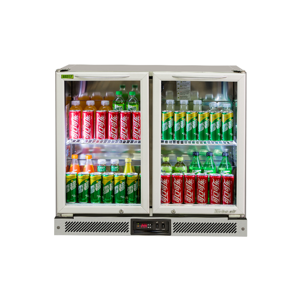Turbo Air 2 Glass Door Back Bar Fridge Stainless Steel 900mm TB9-8H-SWSSS-N - Whisk Hospitality - TB9-8H-SWSSS-N