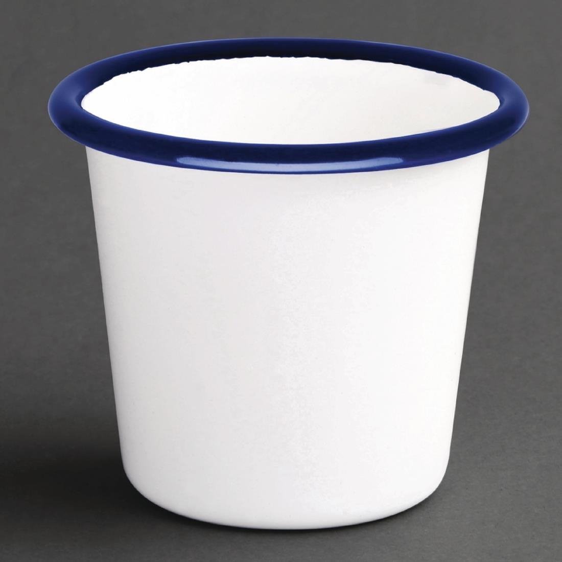 Olympia Enamel White/Blue Sauce Cup - 115ml 4oz (Box 6) DC383 - Whisk Hospitality - DC383