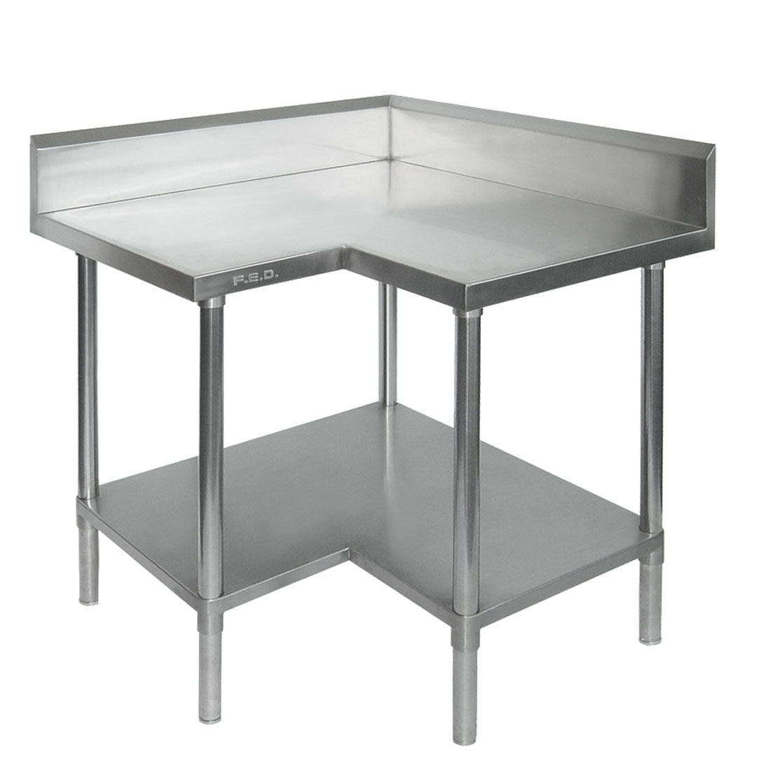 WBCB6 - 0900/A - Corner Workbench, 150mm Splashback & Undershelf - Whisk Hospitality - WBCB6-0900/A